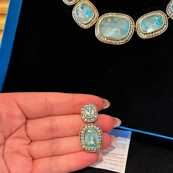 Heidi Daus Ice Blue Crystal Necklace & Earrings Set - NWT💎❄️ - Picture 6 of 12
